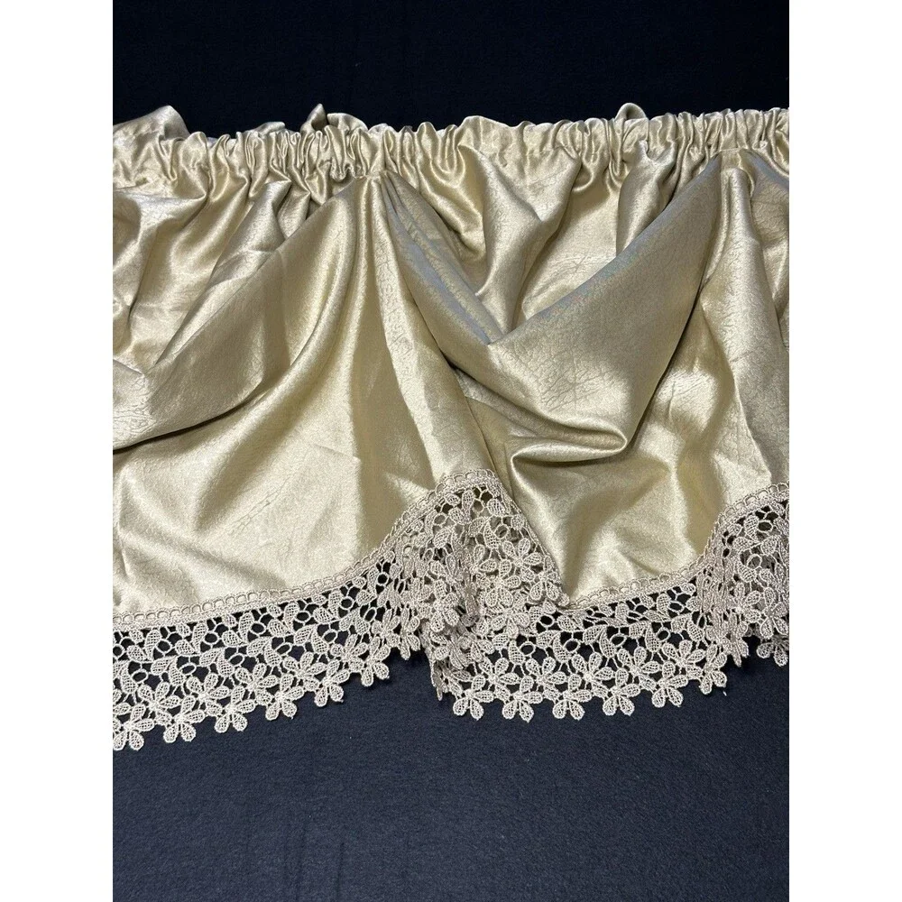 VINTAGE CROSCILL GOLD LACE WATERFALL SWAG VALANCE PAIR